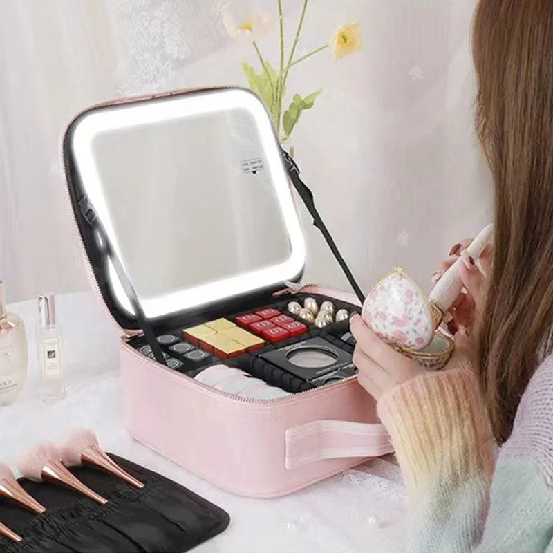 Maleta Makeup com espelho LED